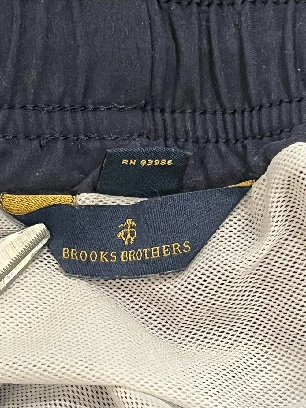Brooks Brothers Mens Blue Swim Shorts Pockets & Lined - Size Medium 5”